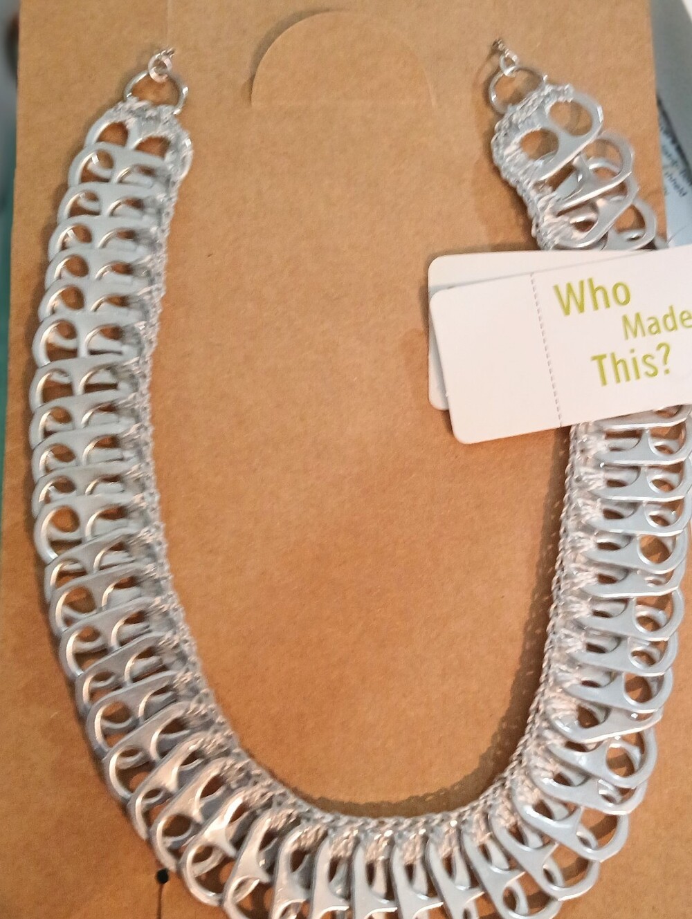 Handmade Silver Can  Pop-Tab Statement Necklace by Escama Studio NWT